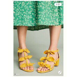 Anthropologie Yellow Bow Heels